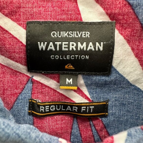 Quiksilver Waterman Floral Hawaiian Short Sleeve Button Up Shirt Mens sz Medium - Picture 2 of 3